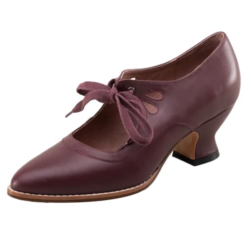 Onsoyours Damen Pumps Hohle Schnürbare High Heel Damenschuhe Vintage Hochzeitsschuhe Brautschuhe Mary Jane...