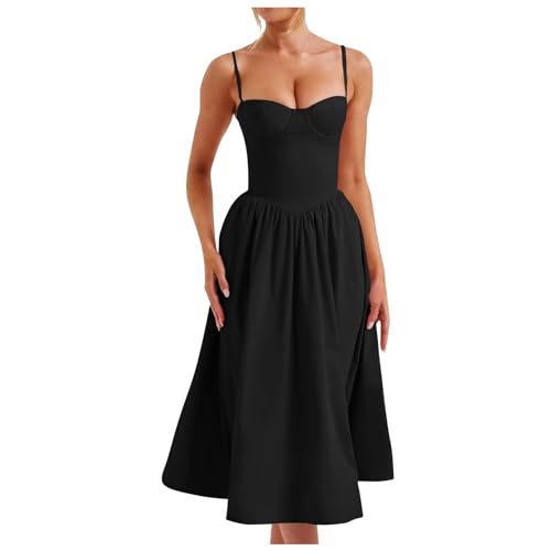 Korsett Kleid Damen Kleider Sommer Langes Kleid Ärmellose Boot Hals Korsett Bustier Midi Kleid Hochzeit Cocktail...
