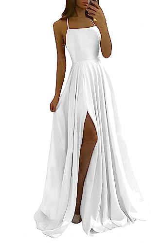 xxxiticat Damen Elegant Lange Ballkleider Satin A-Linie Hochzeitskleid Abendkleider Sexy Neckholder Spaghetti Brautkleid...
