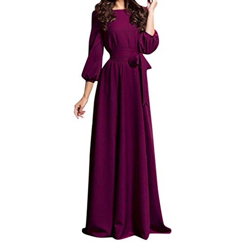 Cocktailkleid Damen Kleider Partykleid Oversize Vintage Rundhals Cordkleider Langarm Abendkleider Brautkleid mit Gürtel...