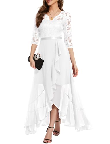Bbonlinedress Abendkleider elegant für Hochzeit lang Sommerkleid Spitze Chiffon V-Ausschnitt Brautjunferkleid Party...