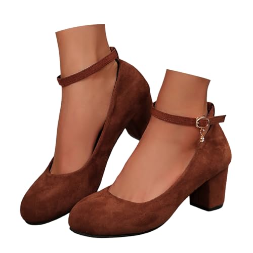 Hohe-Schuhe Damen Mit Absatz Stöckelschuhe Elegant Und Bequem Sommer Dirndl Schuhe Elegant Pumps Riemchenpumps Vintage...