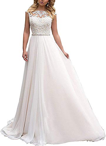 HUINI Damen Brautkleider Lang Prinzessin Hochzeitskleider Standesamtliche Chiffon A-Linie Brautmode Glitzer Vintage...